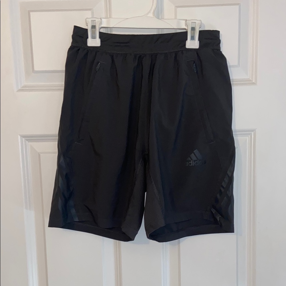 Adidas Charcoal Gray Athletic Shorts Moisture-Wicking Elastic Waistband